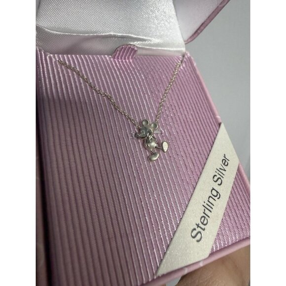Mickey Mouse .925 Sterling Silver Necklace Disney Park Authentic 17" Gift Boxed✿ - Picture 2 of 3